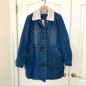 Steve Madden Sherpa lined denim jean long jacket